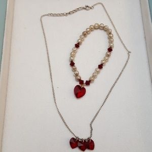 Heart Necklace and bracelet set
